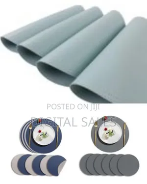6pack Faux Leather Placemats Set, Round Pu Dinning Table Mats,0