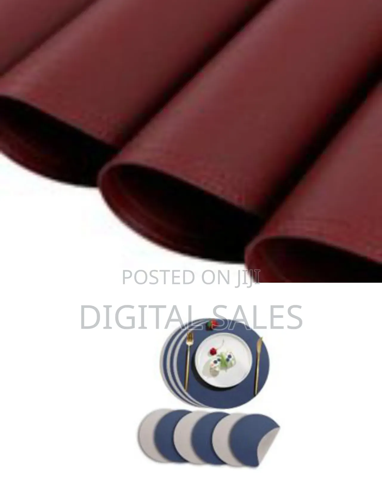6pack Faux Leather Placemats Set, Round Pu Dinning Table Mats,0
