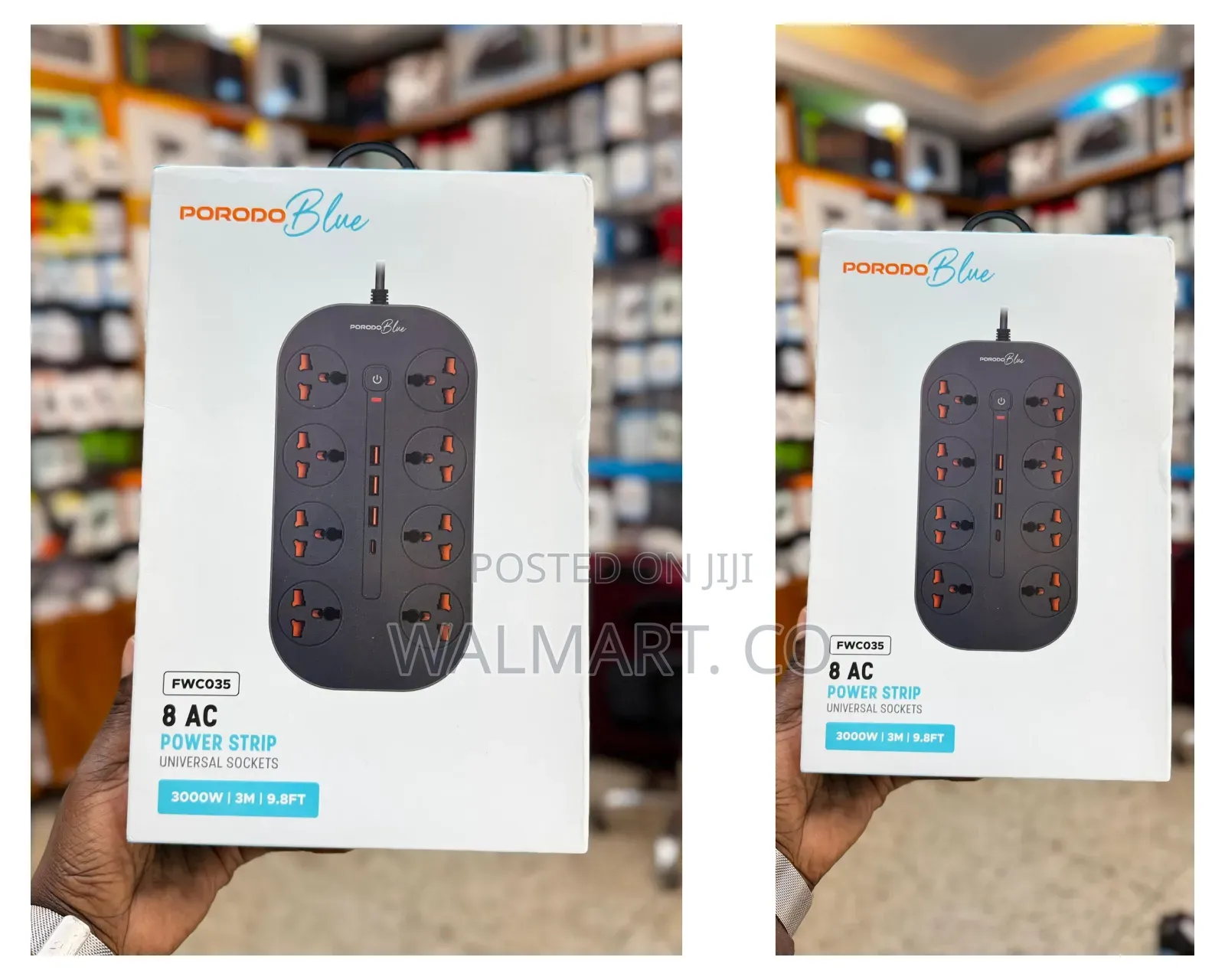 Porodo Blue 8 Ac Power Strip Universal Socket