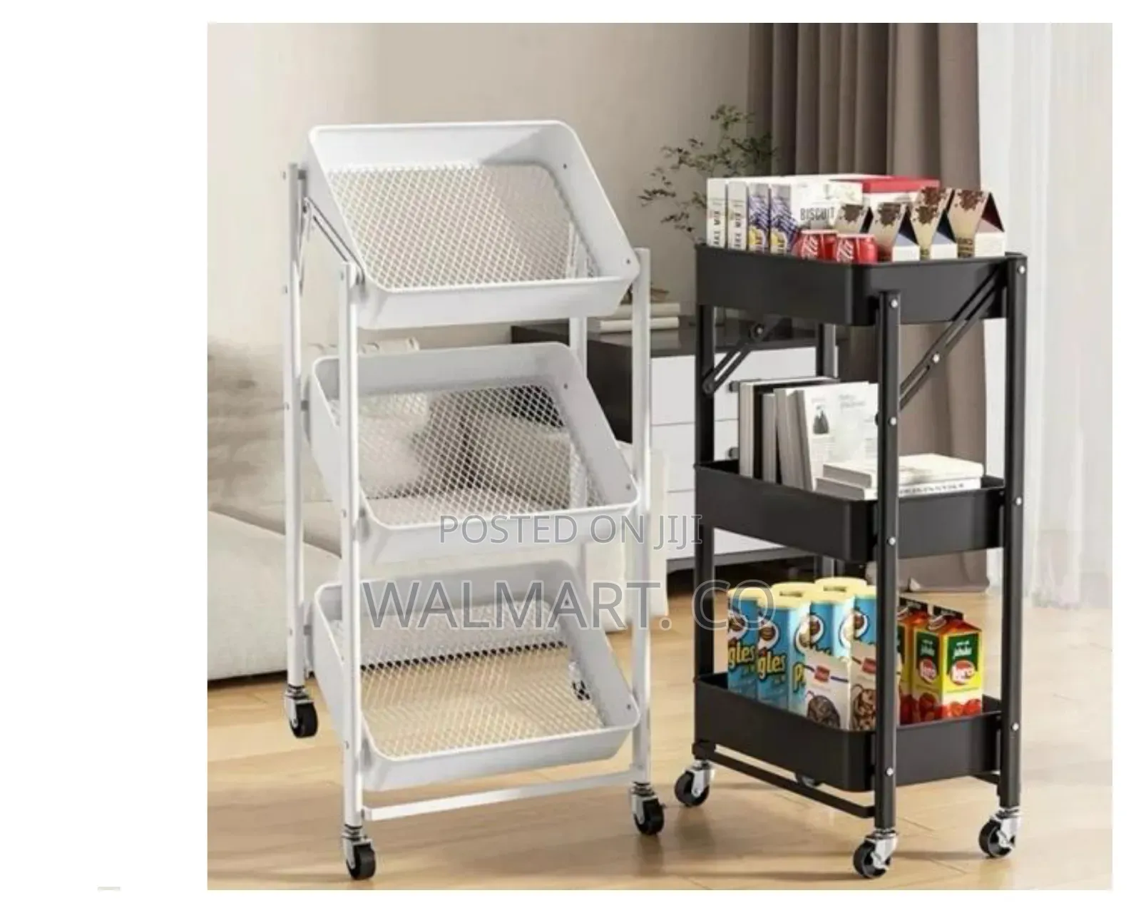 3 Tier Foldable Storage Trolley With Wheels