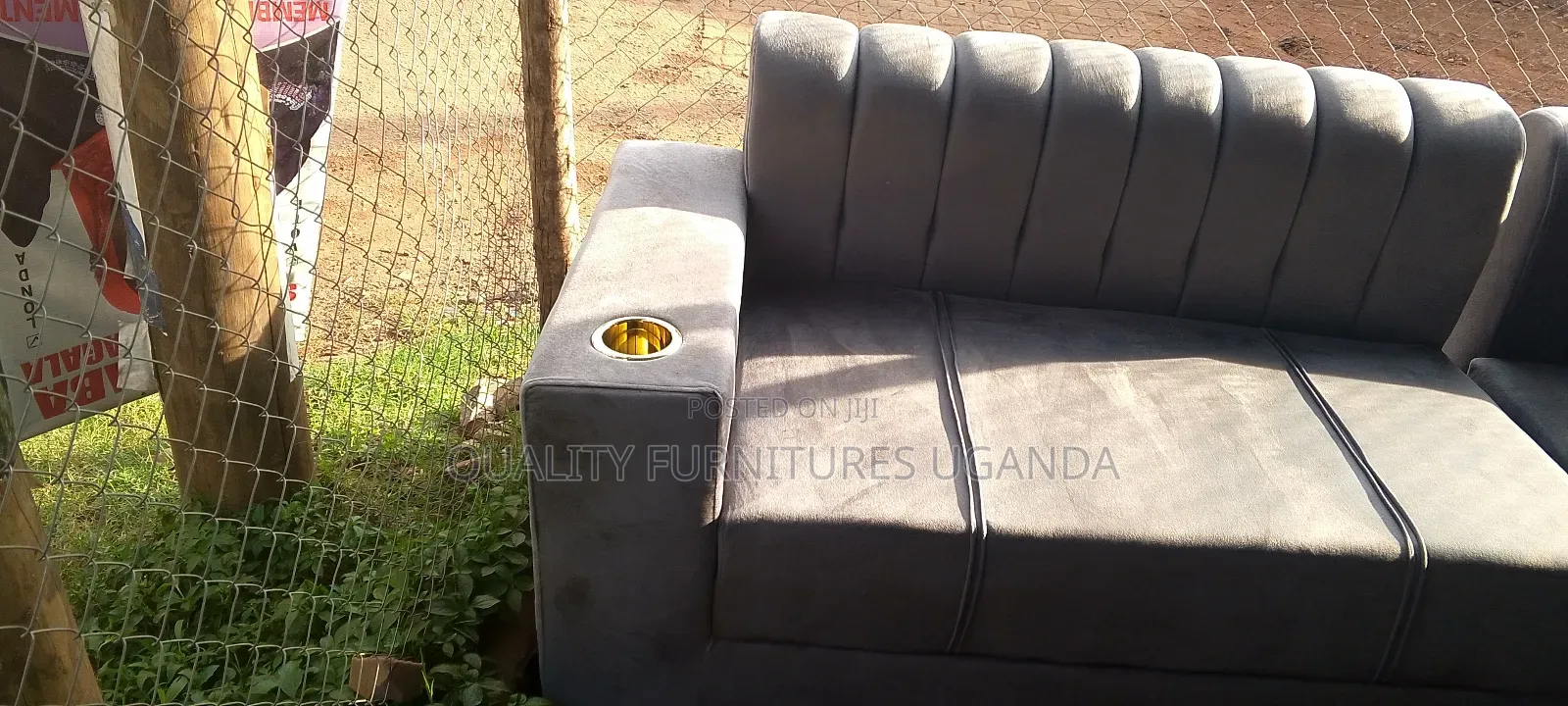 Solid 2 Seater Cupholder Sofa