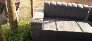 Solid 2 Seater Cupholder Sofa