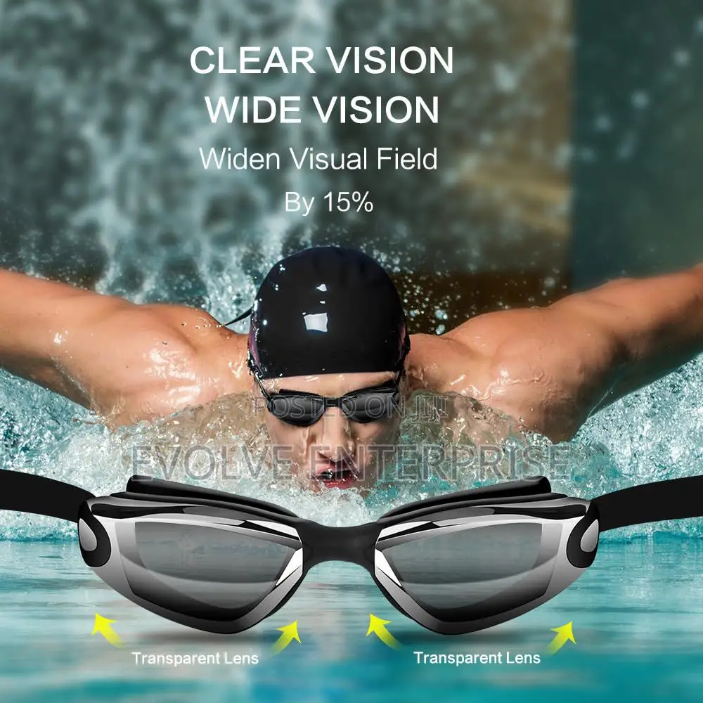Swimming Goggles Set With Nose Clip, Earplugs, Swim Cap and Case