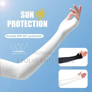 1 Pair Cycling Arm Sleeves Sun Uv Protection Long Fingerless Gloves