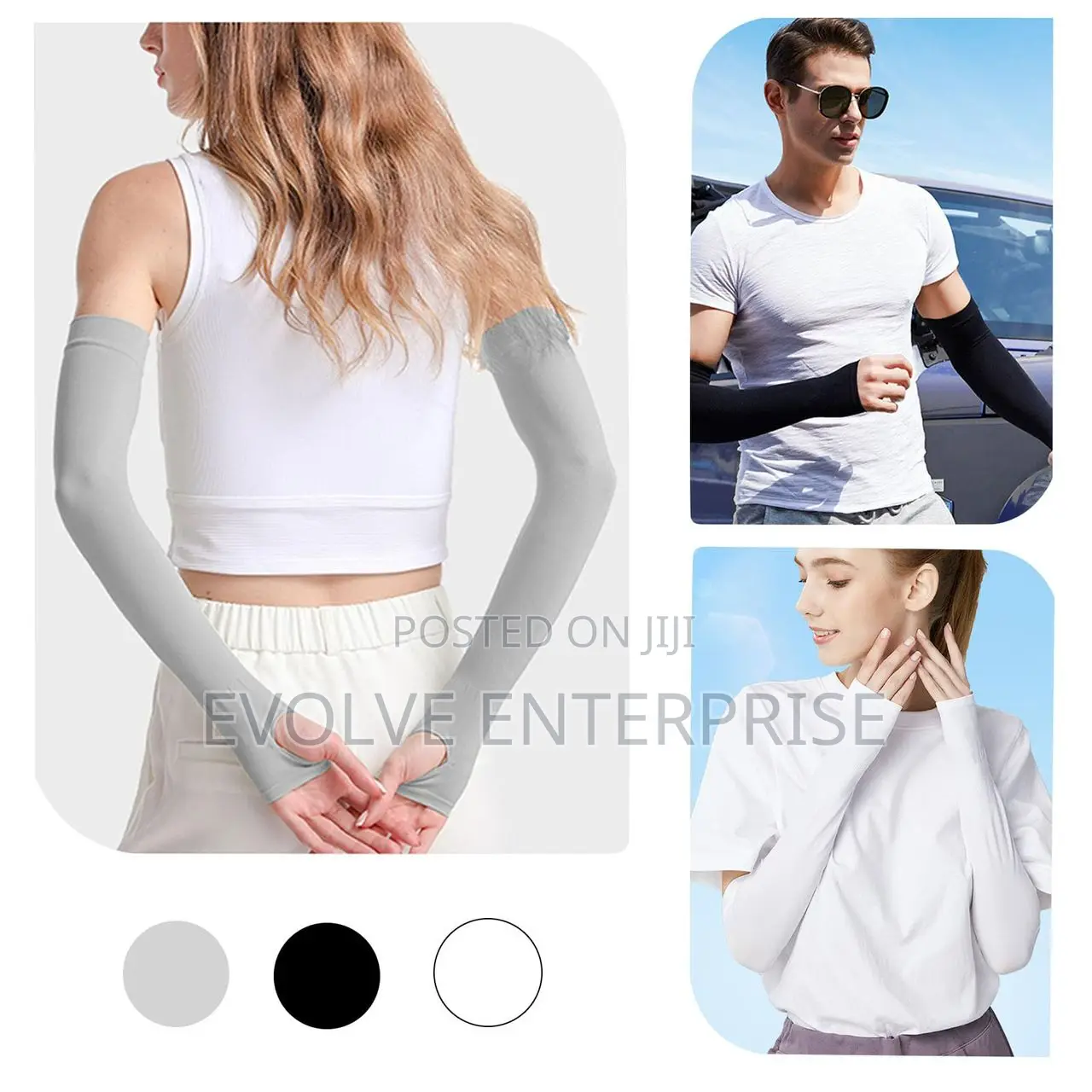 1 Pair Cycling Arm Sleeves Sun Uv Protection Long Fingerless Gloves