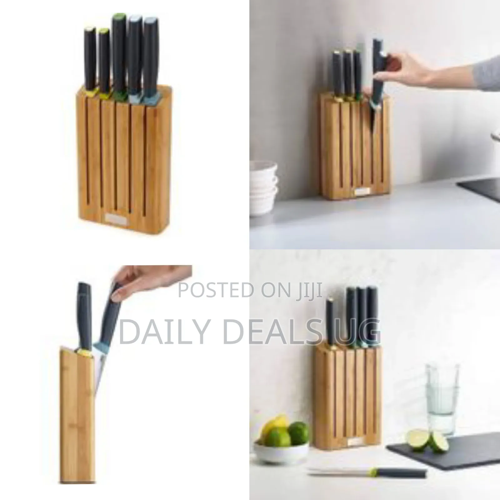 Elevate Knife Set With Slimline Bamboo Block Japanese Stainless Steel