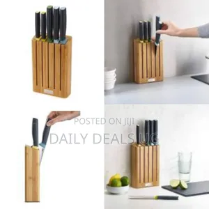 Elevate Knife Set With Slimline Bamboo Block Japanese Stainless Steel