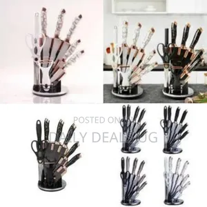9 Pieces of Stainless Steel Kitchen Cooking Knives Set Chef Block Set