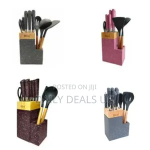 Bass 11 Piece Stainless Steel Modern Knife Set on Bamboo Block Stand