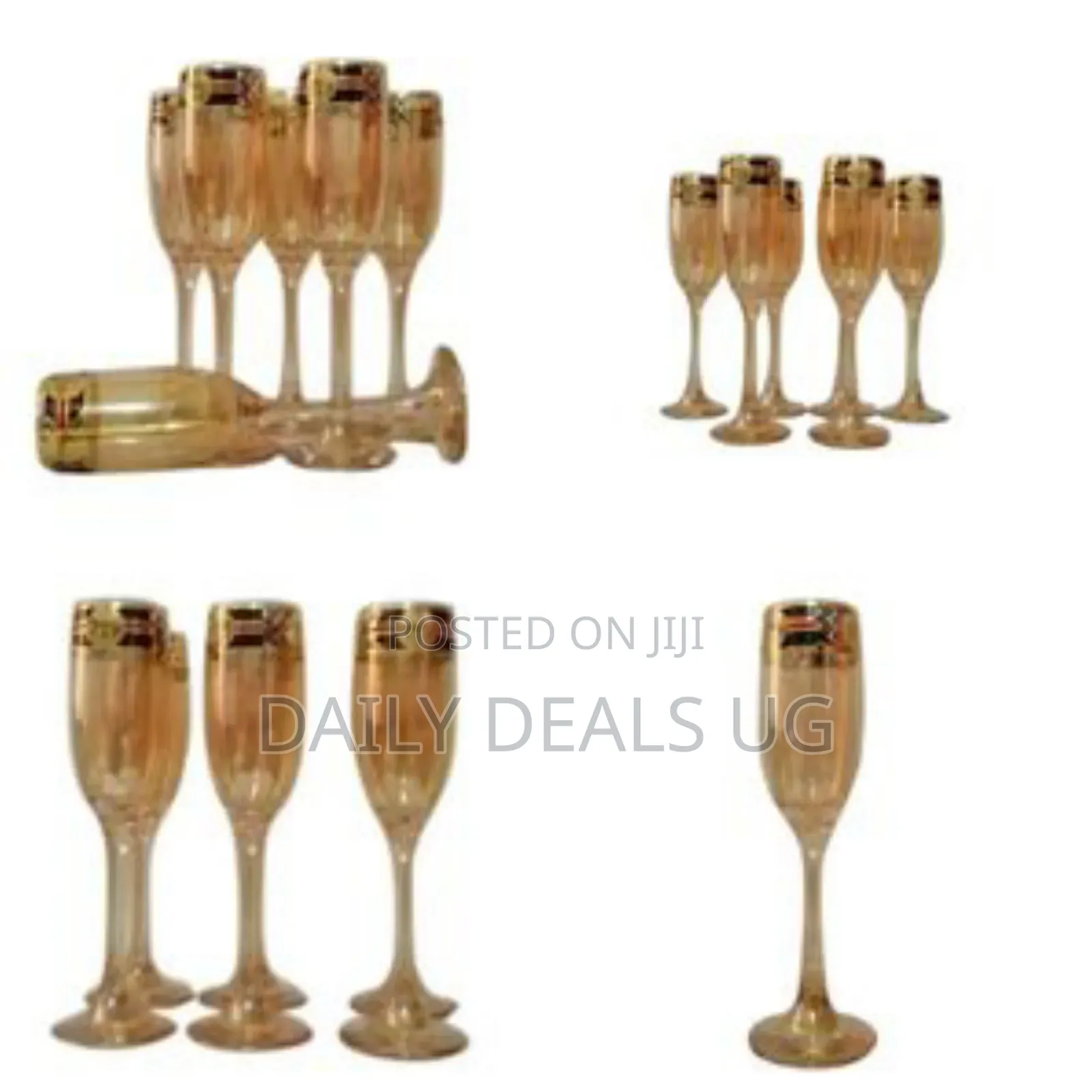 Gold Lead-Free Juice, Wine Glasses- 6 Pieces,Brown