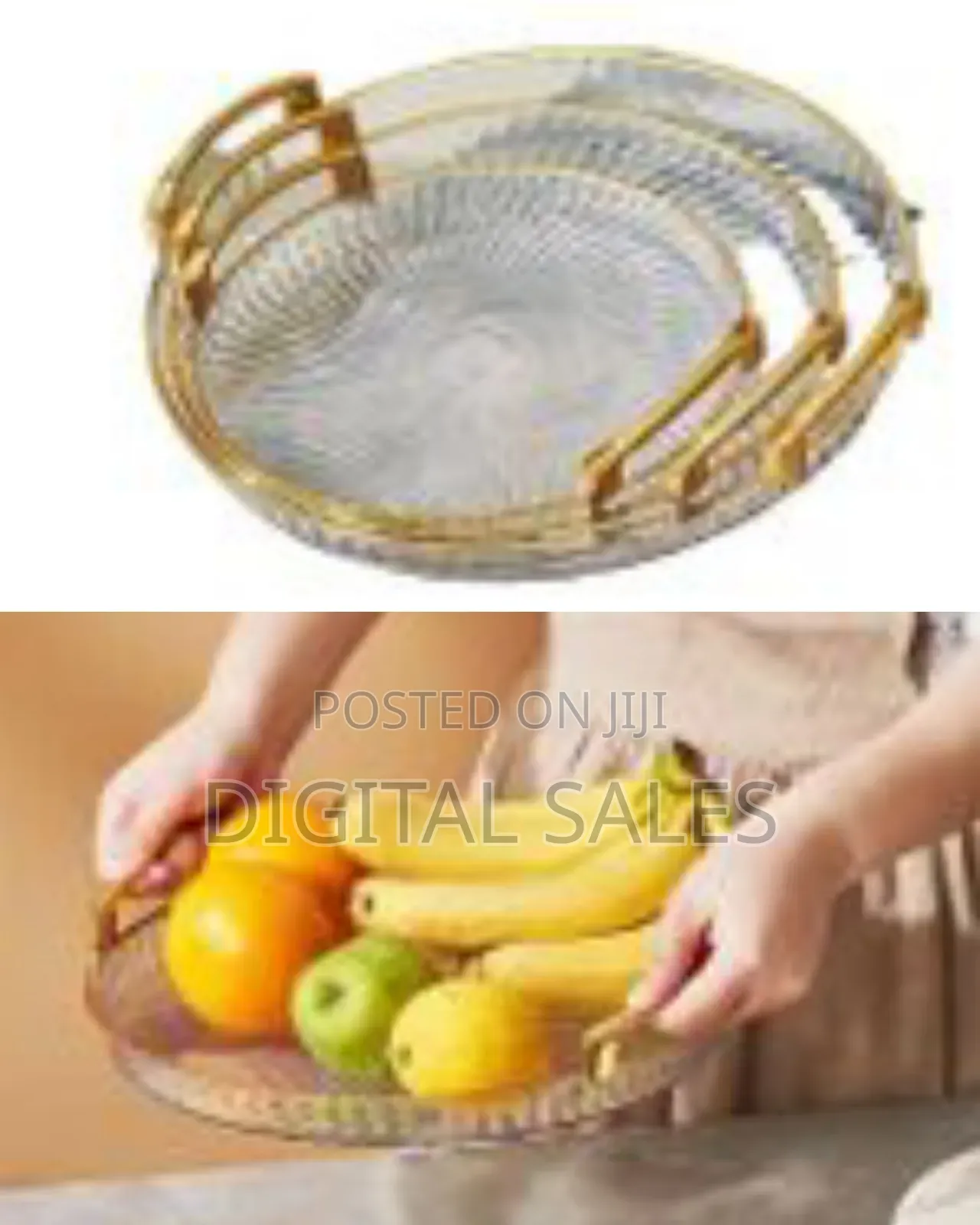 3 Pieces of Round Food Tray Fruit Tea Table Serving Tray Home Desktop