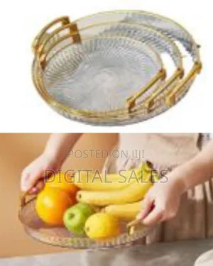 3 Pieces of Round Food Tray Fruit Tea Table Serving Tray Home Desktop