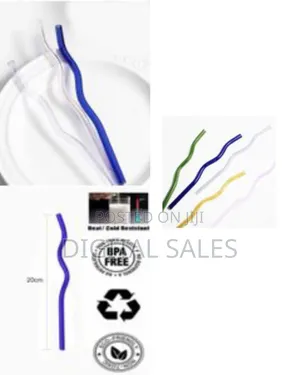 Sciencolab Coloured Glass Straw for Drinking, Zig Zag Wavy Style