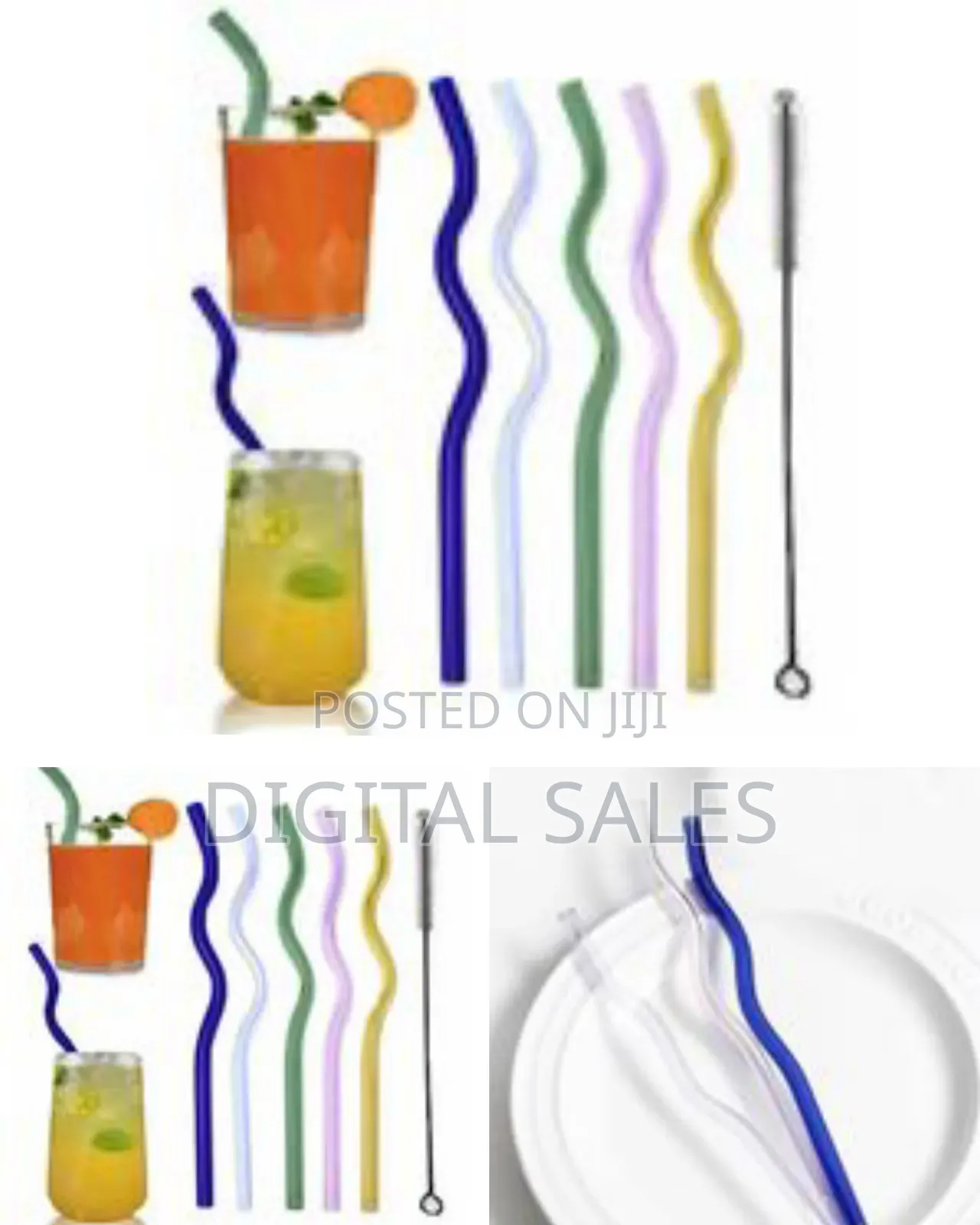 Sciencolab Coloured Glass Straw for Drinking, Zig Zag Wavy Style