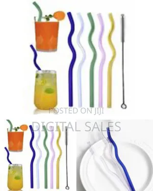 Sciencolab Coloured Glass Straw for Drinking, Zig Zag Wavy Style