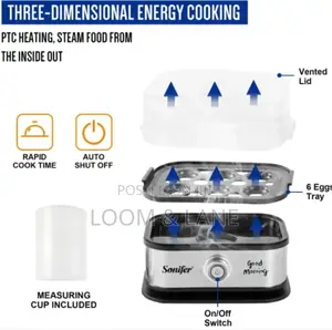 Sonifer Sf-1510 Mini Electric Egg Cooker, a Fast 6-Egg Steamer Boiler
