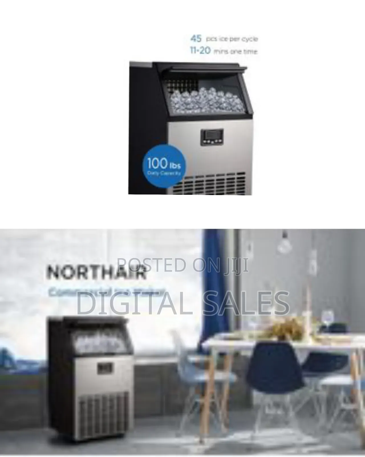 Northair Commercial Ice Maker, Built-in Stainless Steel Ice Machine