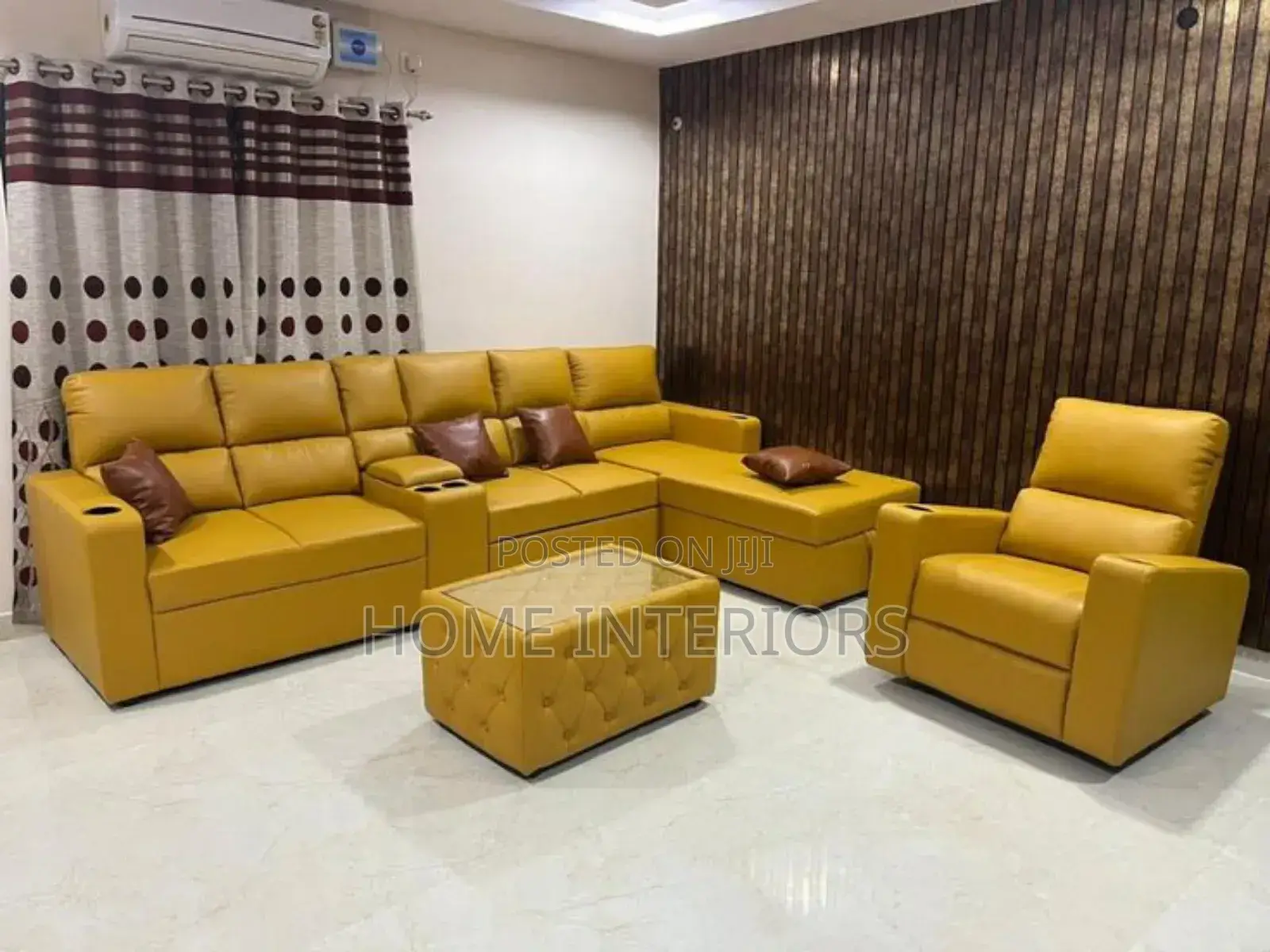 A Mastered Yellow Leather Sofa