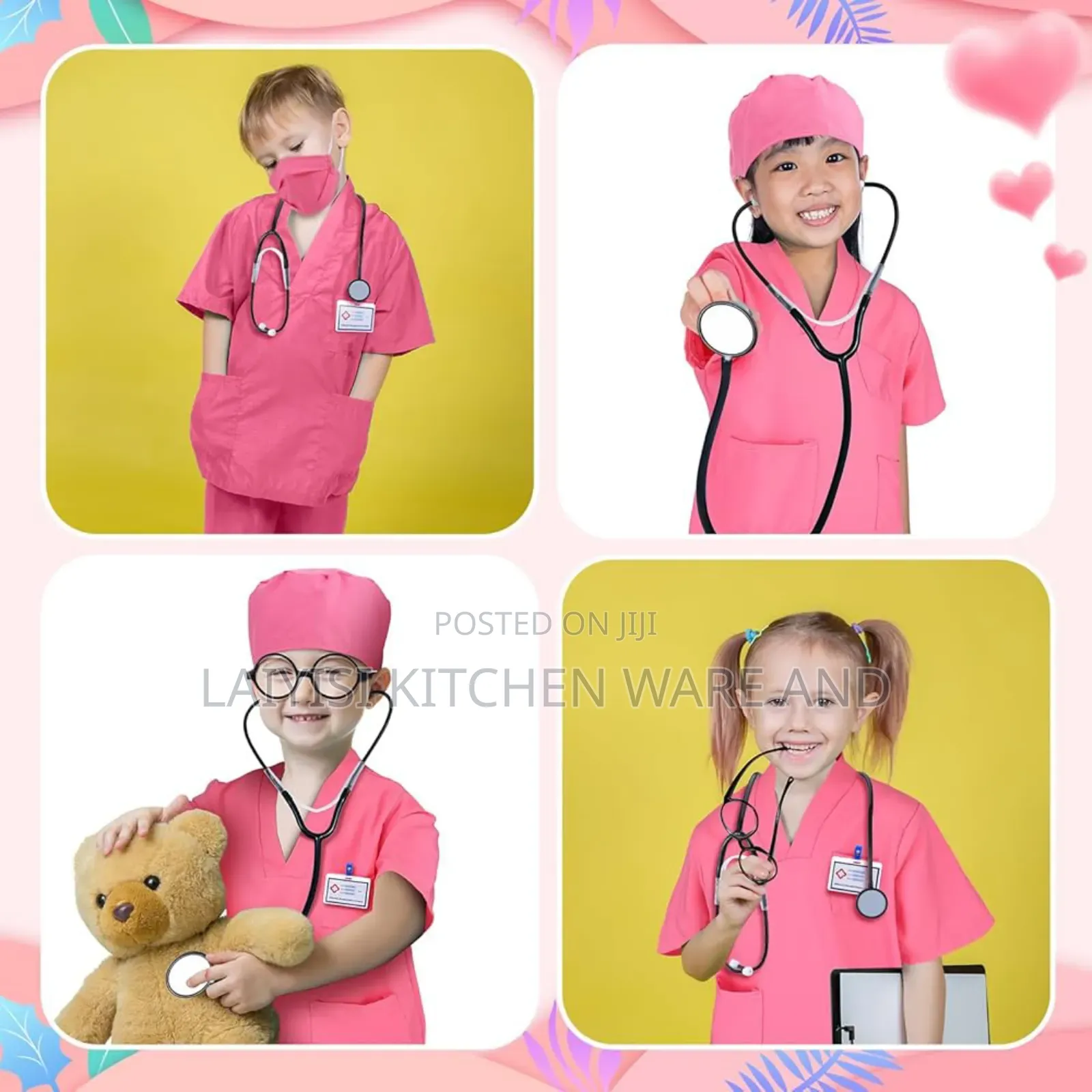 Kids Doctor Costume,Child Role Play Set,Halloween Cosplay Party, 3-7