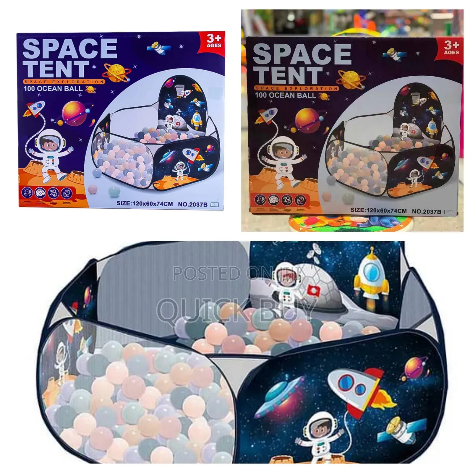 Kids Pop Up Space Play Tent With 100 Balls