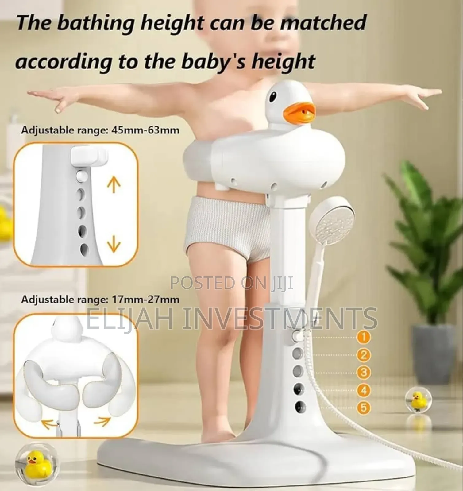 Adjustable Height Baby Shower Stand With Anti-Slip Base