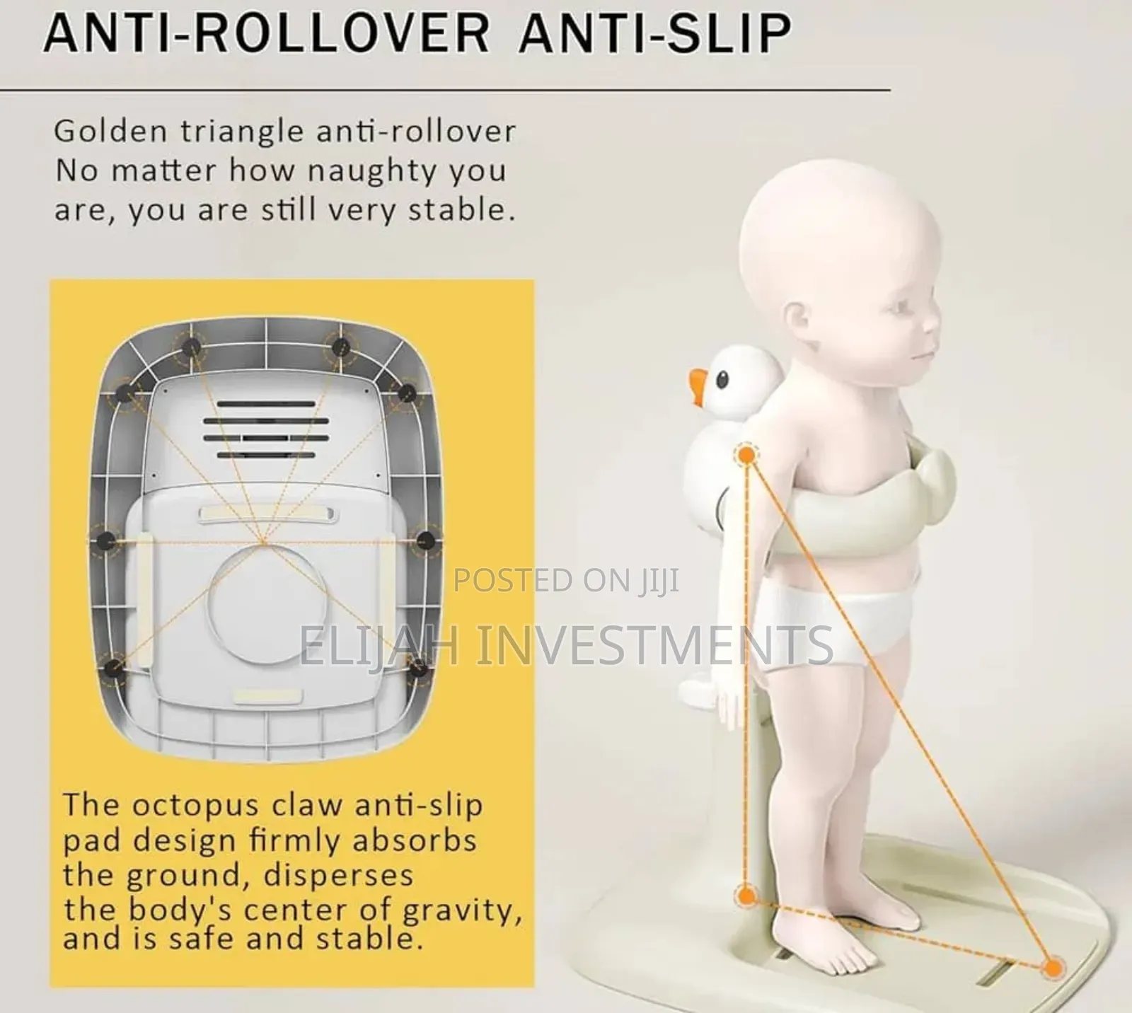 Adjustable Height Baby Shower Stand With Anti-Slip Base