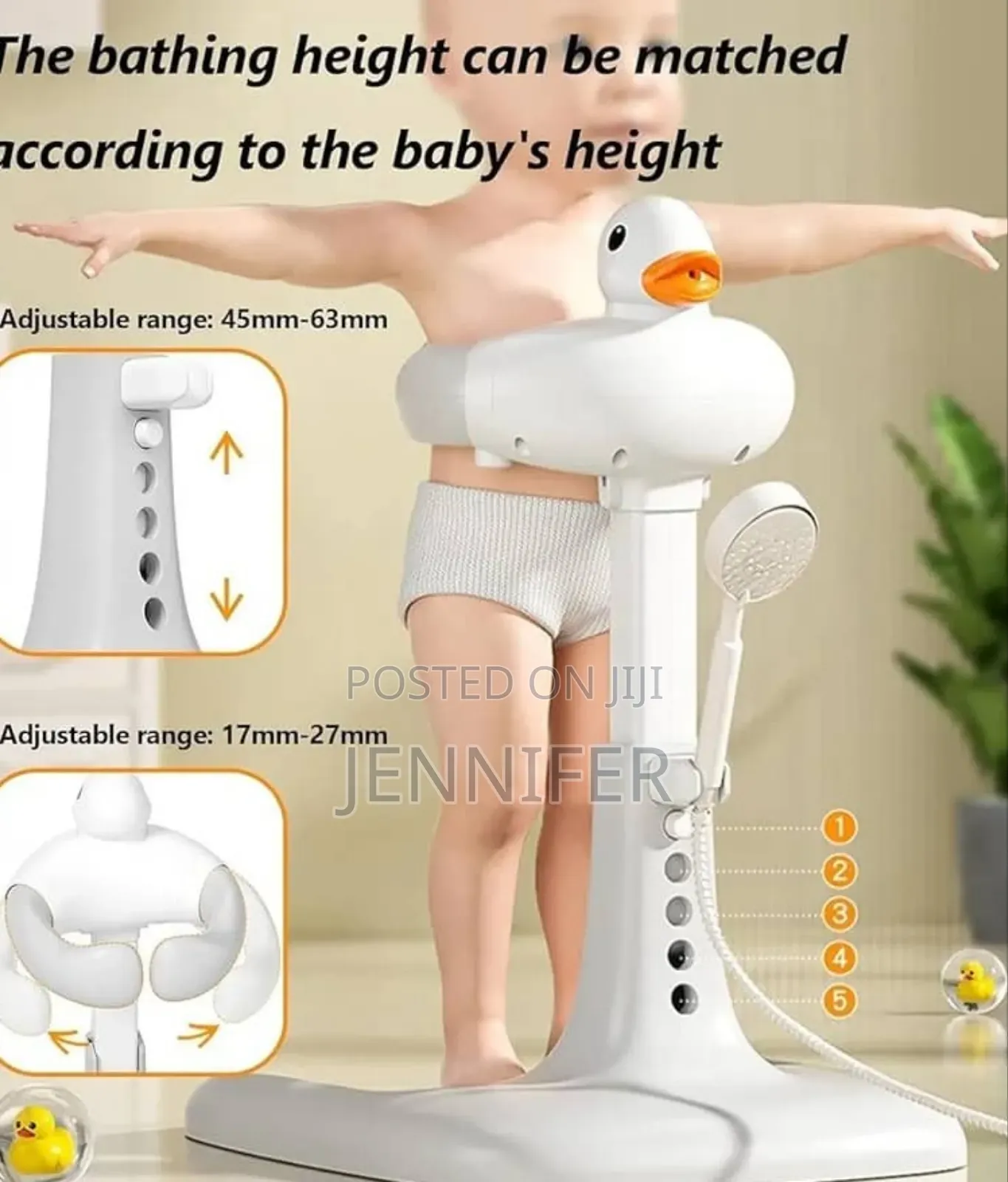 Adjustable Height Baby Shower Stand With Anti-Slip Base