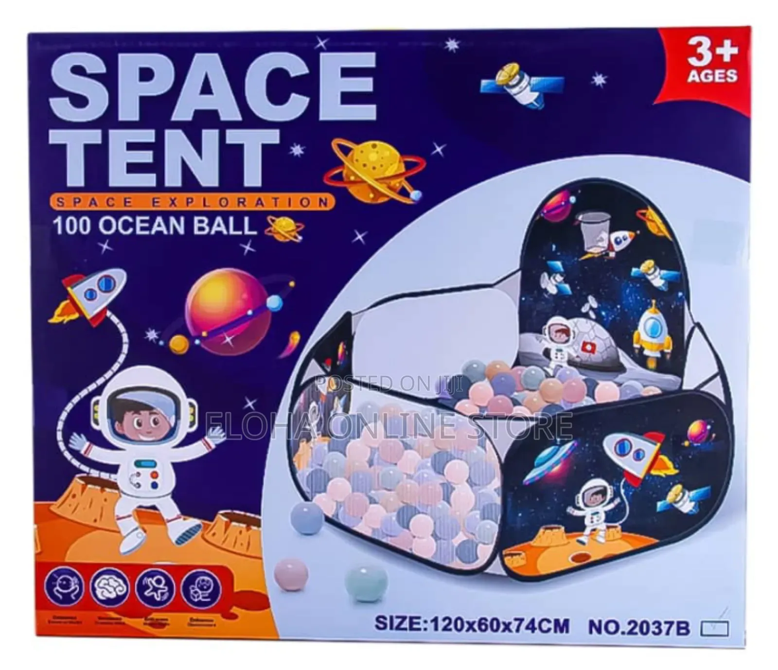 Kids Pop Up Space Play Tent With 100 Balls