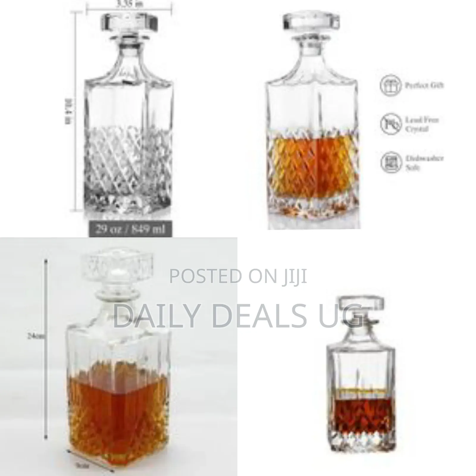 Whiskey Carafe, 820ml Crystal Whiskey Decanter With Stopper, Liquor