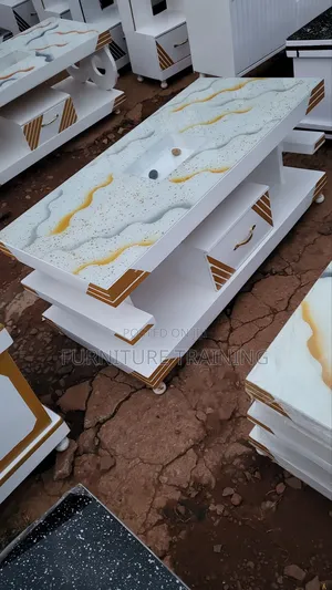Center Table White and Gold Available Brand New