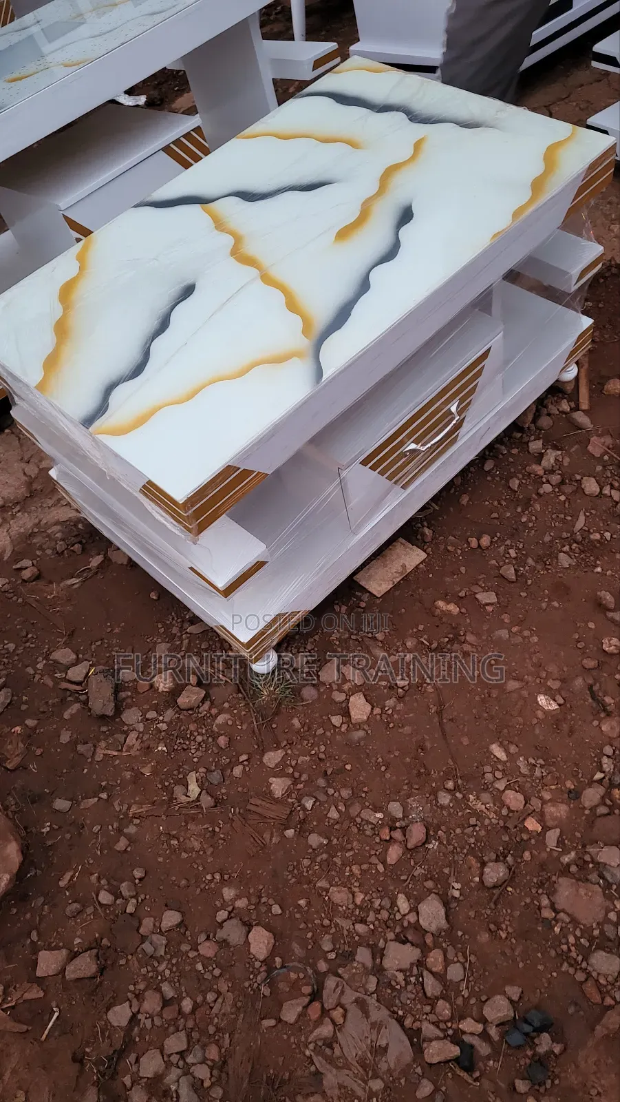Center Table White and Gold Available Brand New