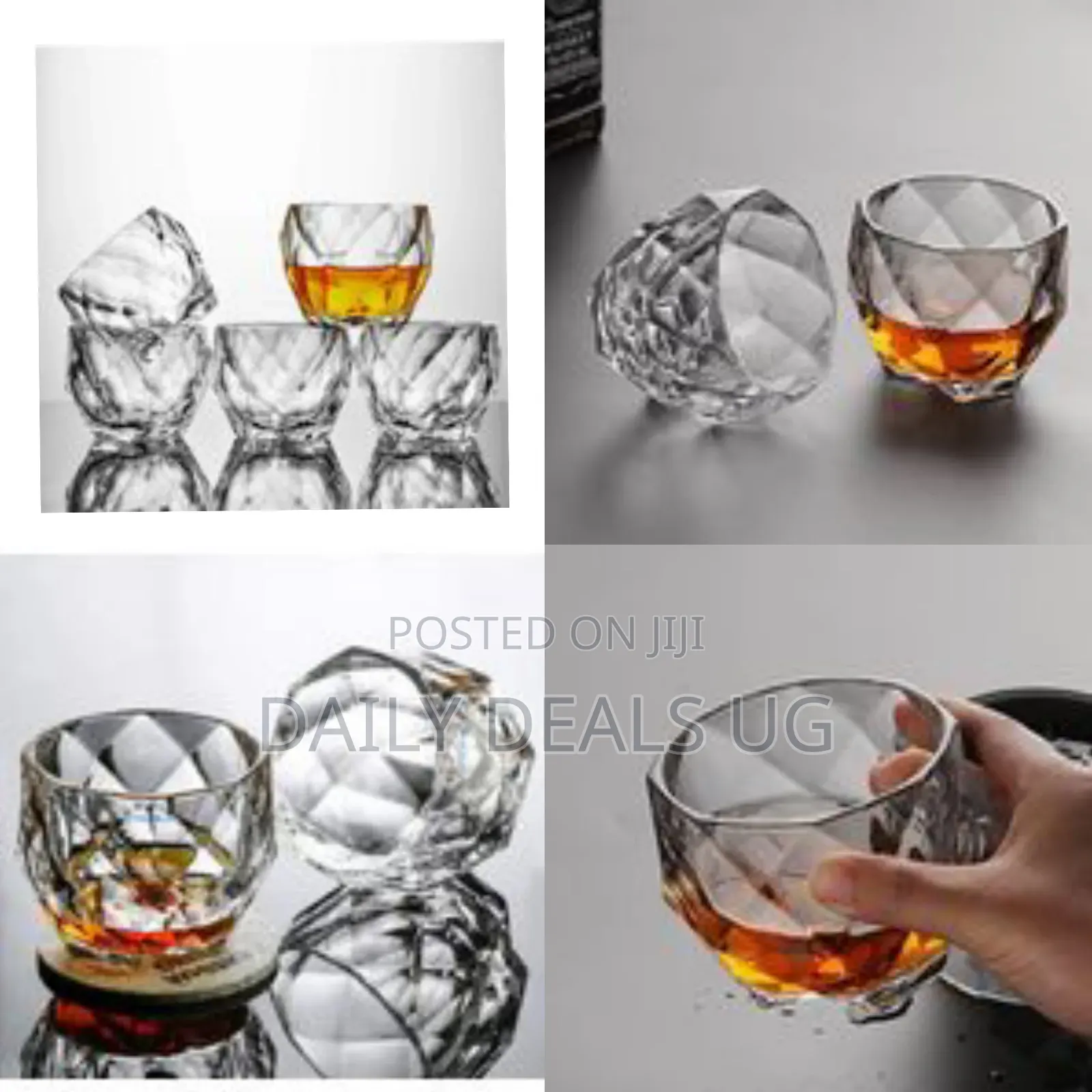 6 Piece Crystal Rum Whiskey Glasses Set Bar Glass for Drinking Bourbon