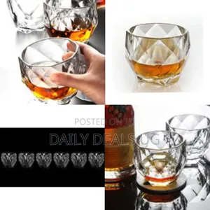 6 Piece Crystal Rum Whiskey Glasses Set Bar Glass for Drinking Bourbon