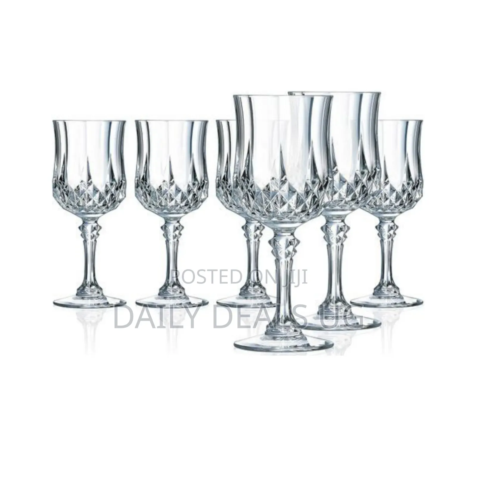 6 Pieces of Diamond Design Wine Glasses-Colorless