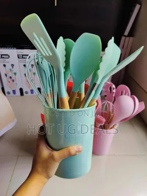 Silicone Kitchen Tool Set, 12 Pieces, Spoons, Spatulas, Tongs.