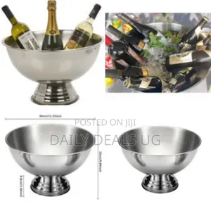 Stainless Steel Ice Bowl Metal Bar Barrel Beer Champagne Wine Large