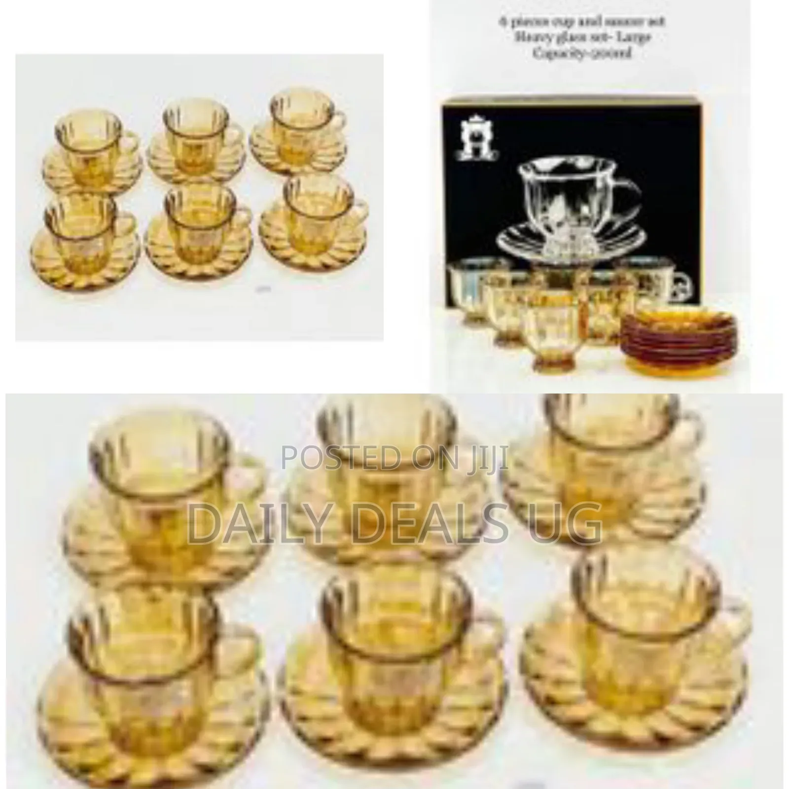 6 Pieces of Glass Tea Cups and Saucers Sets Coffee Flower Tea Mug High