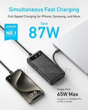Anker Laptop/Phone Power Bank(, 87w, Built-in Usb-C Cable)