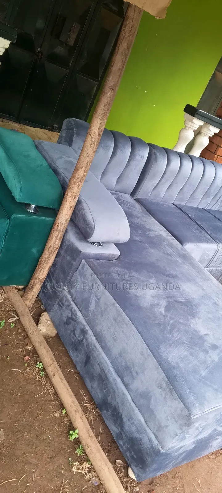 Dark Gray Solid Sofa Set