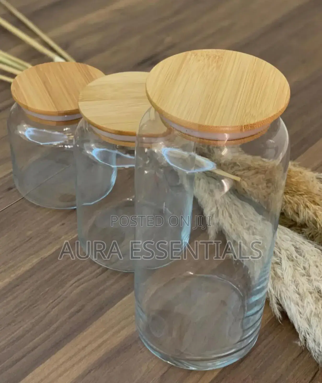 Unique Glass Jar Set With Bamboo Airtight Lids