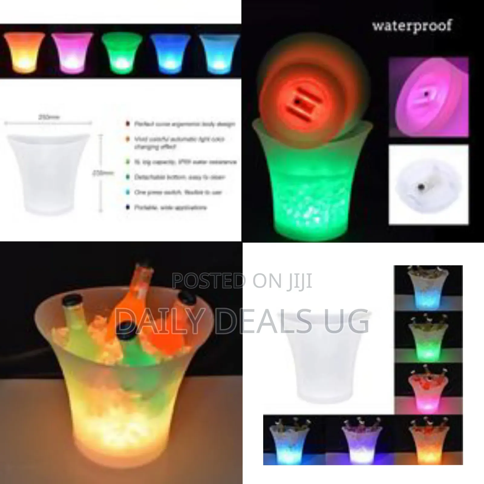 Ice Bucket,5l Large Capacity Wine Cooler 6 Color Led Ce Bucket Water