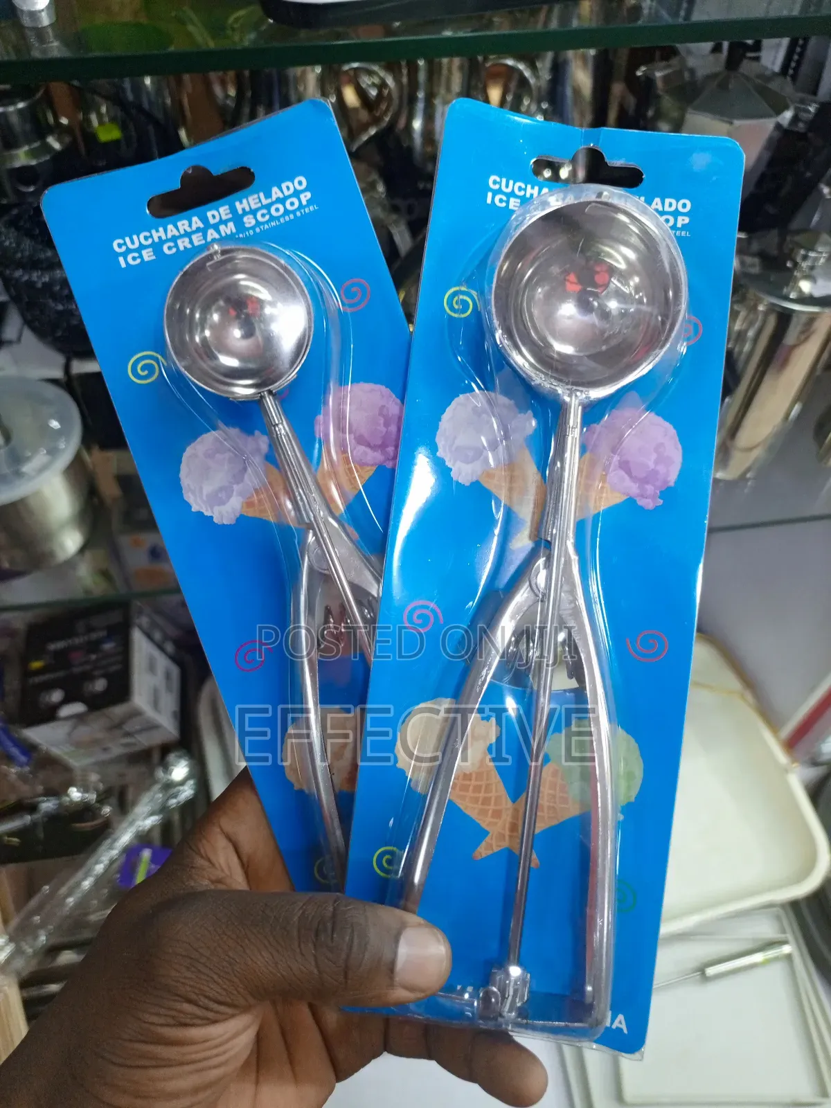 Stainless Steel Eel Ice Cream Scoop With a Trigger Release Mechanism.