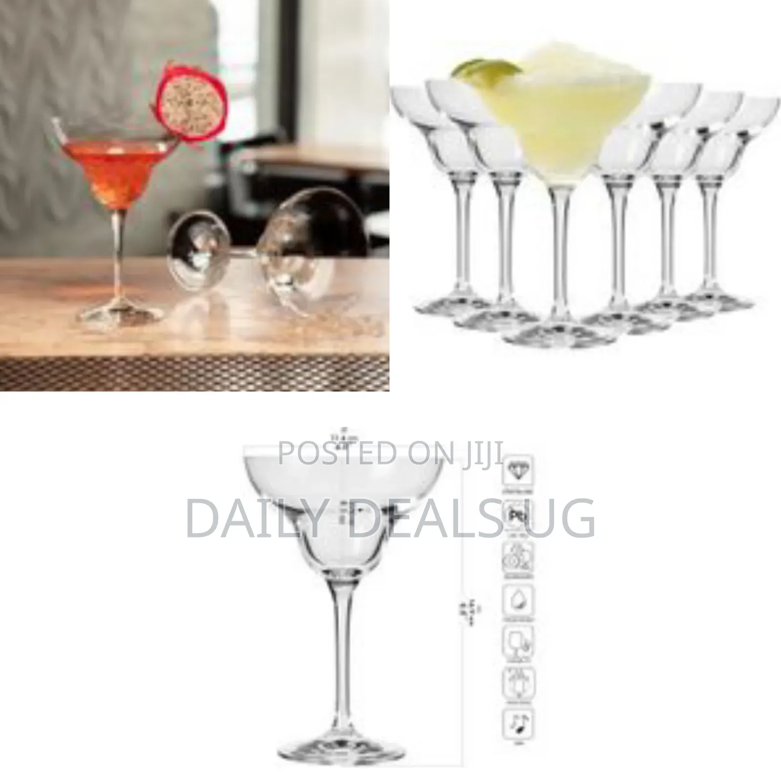 6 Pieces of Stemmed Bar Margarita Cocktail Glasses Perfect for Home