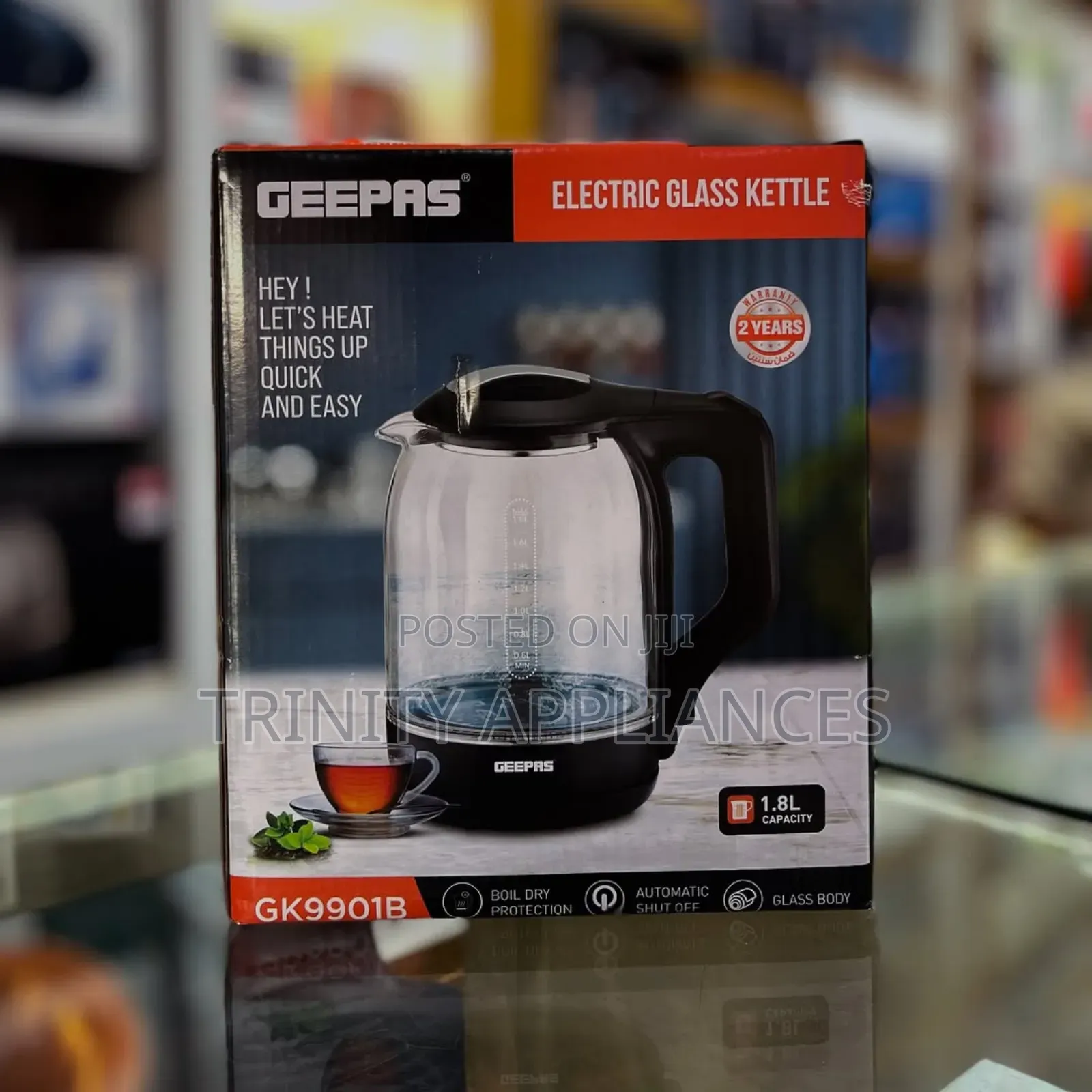 Geepas 1.8 Litres Glass Kettle Gk9901