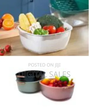 1 Piece of Thickened Double Drain Basket Bowl Fruit Vegetable Washing