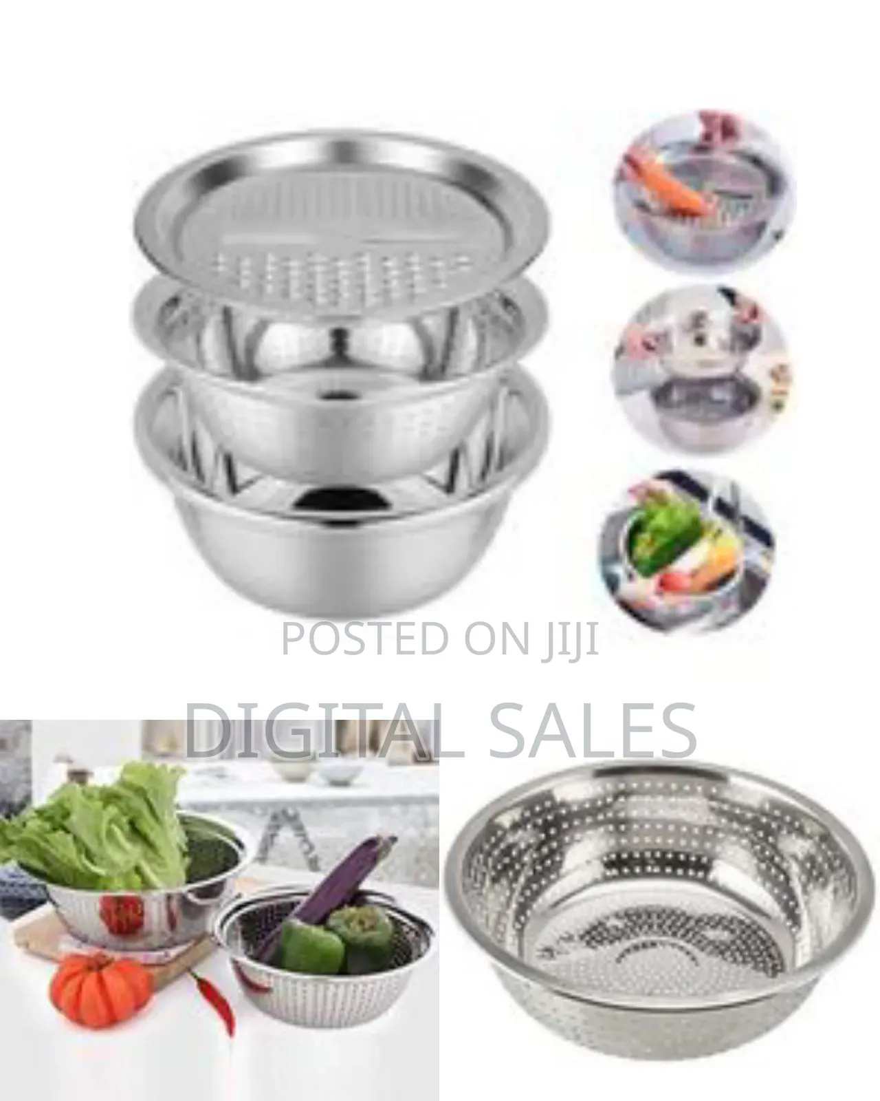 Other 3 In1 Colander Basin, Grater Strainer Rice Drain Basket Salad in ...