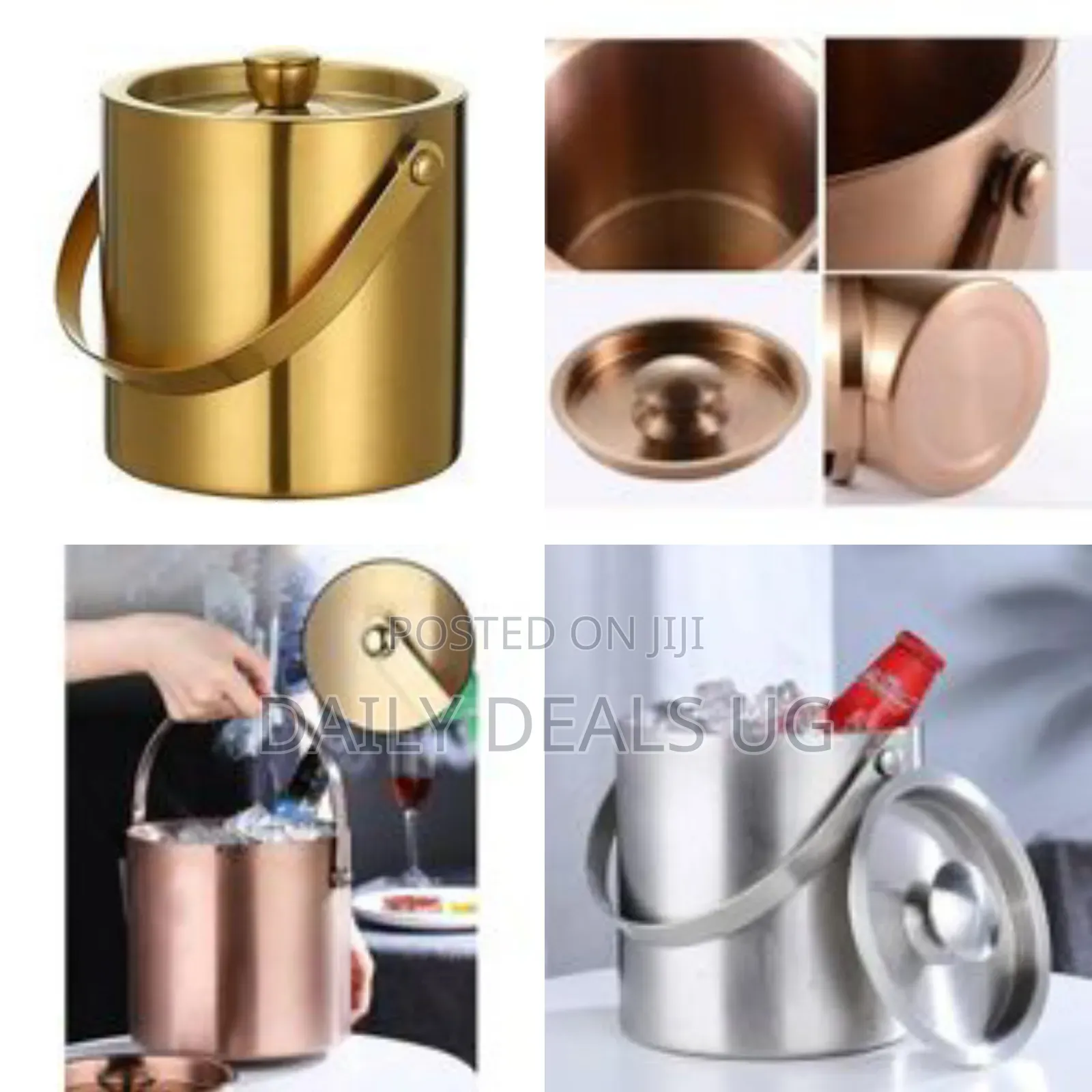 2l Ice Bucket, High-Grade Stainless Steel Beer Cocktail Ice Bucket