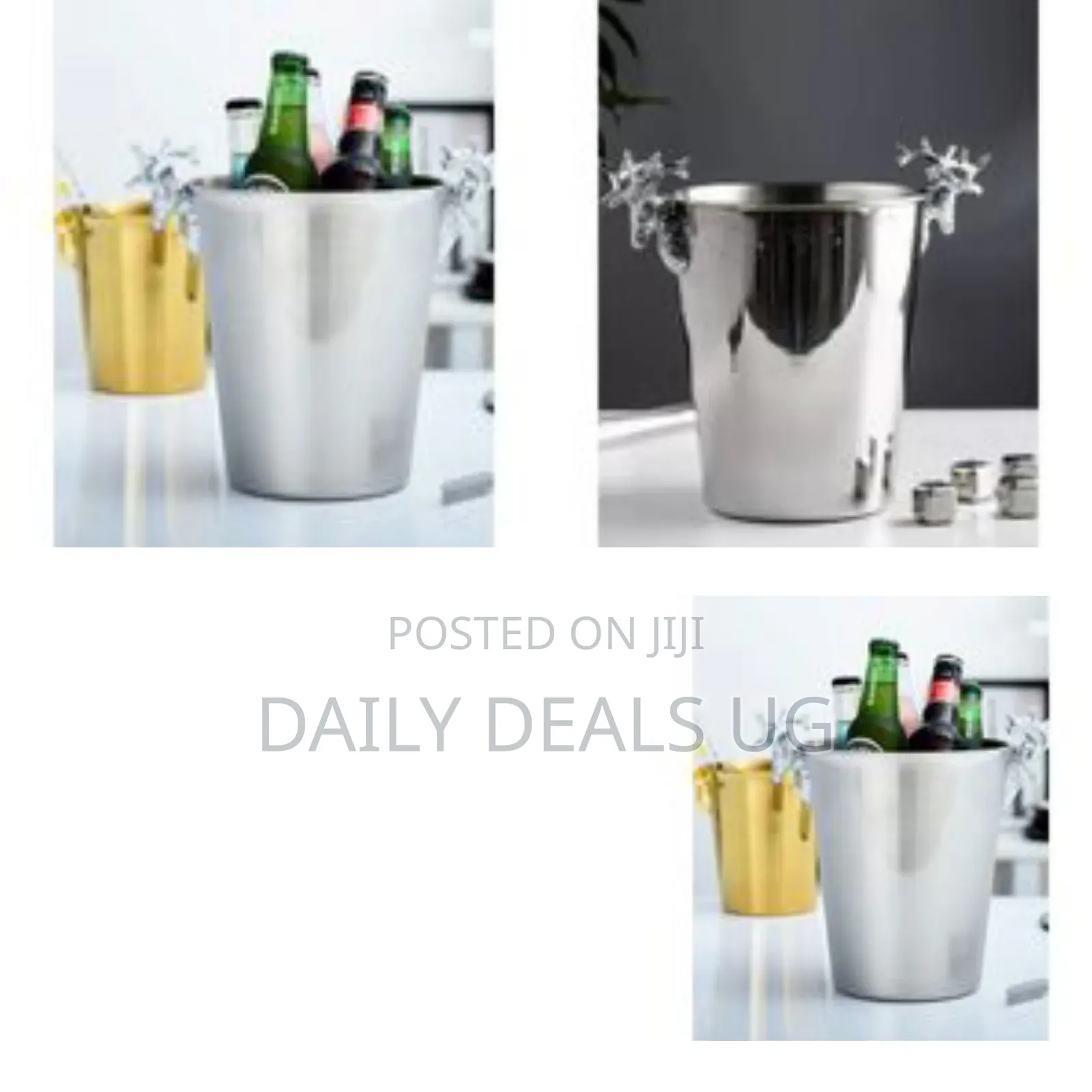 5l Champagne Wine Ice Bucket Stainless Steel With Deer Head Handles