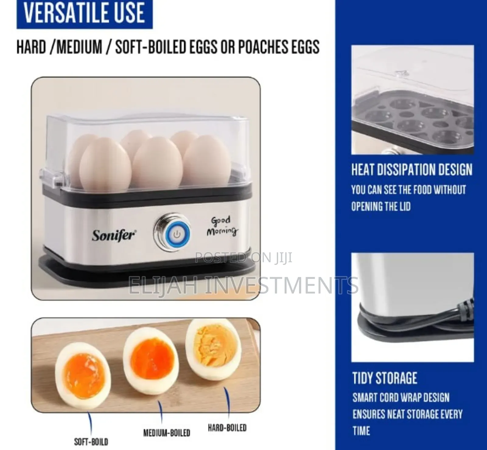 Sonifer Sf-1510 Mini Electric Egg Cooker, a Fast 6-Egg Steamer Boiler