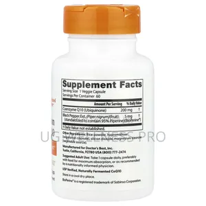 Doctor's Best, High Absorption Coq10 With Bioperine, 60 Veggie Caps